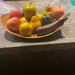 Decorative Fruit Bowl with Assorted Faux Fruits